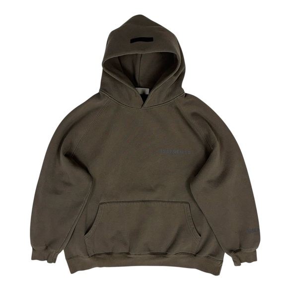 Fear of God Essentials Hoodie Men’s Medium Brown Relaxed Fit Pullover Sweatshirt - Picture 1 of 12
